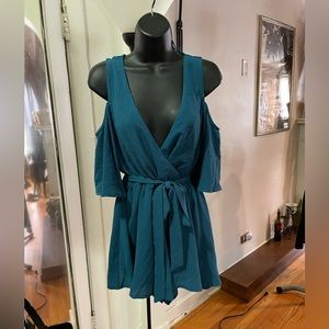 Akira Teal shorts jumpsuit Size S.